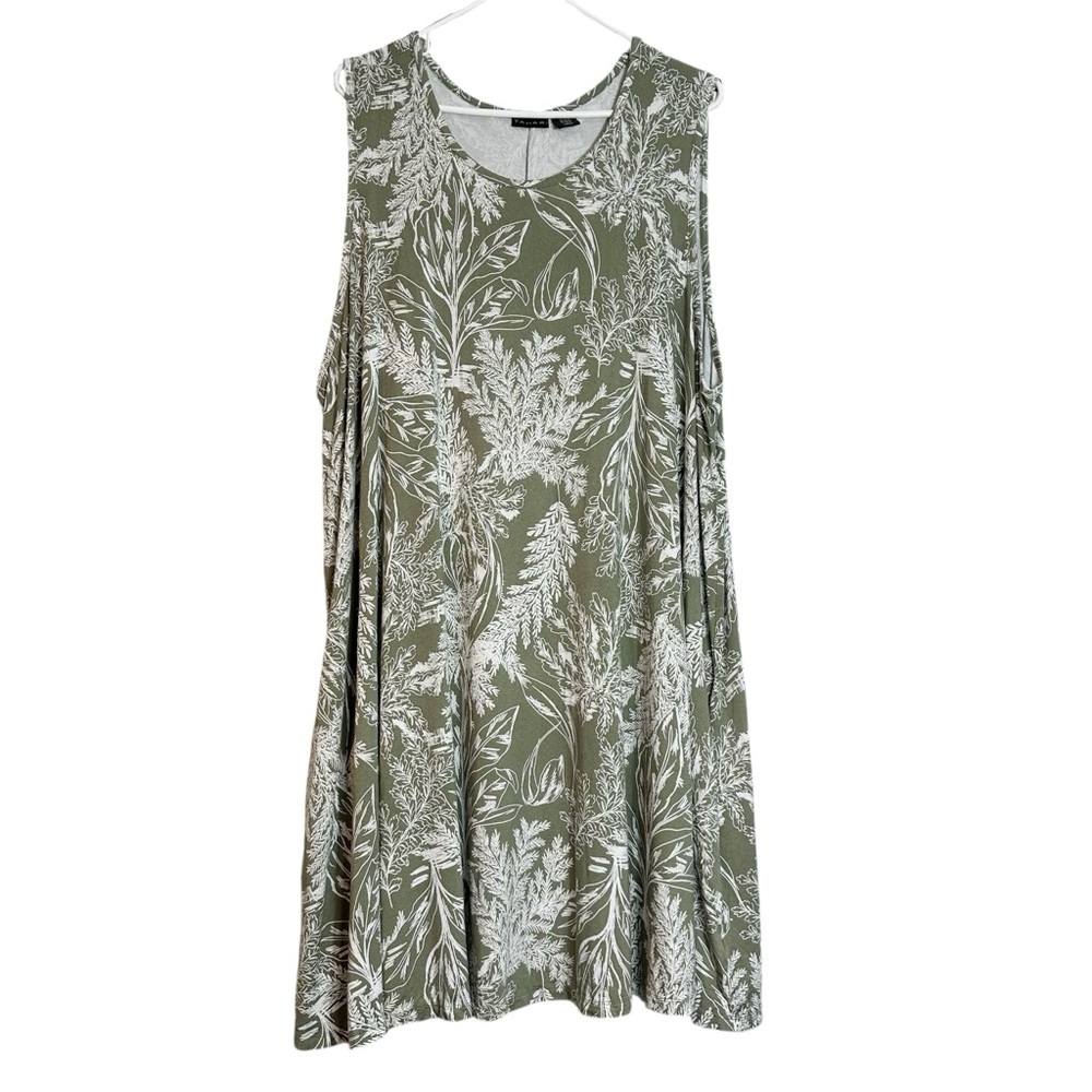 Tahari Leaf Fern Sleeveless Comfort Lounge Summer Dress